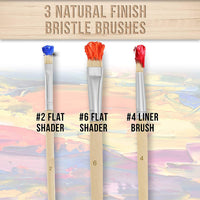 US Art Supply - Set de paleta de madera con 6 unidades de acrílico y set de 3 unidades de brochas. - Arteztik
