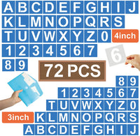 72 PCS Letter Stencils for Painting on Wood - Alphabet Stencils with Calligraphy Font Upper and Lowercase Letters - Reusable Plastic Art Craft Stencils with Numbers and Signs - 3'',4'' - Arteztik
