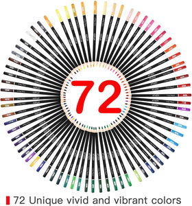 Orionstar - Juego de 72 lápices de colores con estuche con cremallera para adultos principiantes, lápiz numerado vibrante con núcleo suave premium, suministros de arte profesionales para bosquejar y colorear libro - Arteztik