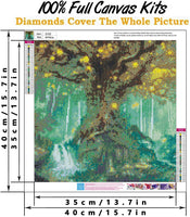 Kits de pintura de diamante 5D para adultos, taladro completo redondo - bordado de diamantes de imitación de cristal de punto de cruz, mosaico para hacer arte de diamante, árboles de colores decoración del hogar 15.7 "x 15.7" - Arteztik
