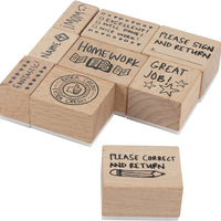 Juego de sellos de madera para profesores (9 piezas) - Arteztik