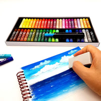 Juego de 48 pasteles de aceite suave de Mungyo Gallery no tóxicos con materiales de dibujo (soporte en pastel, borrador) - Arteztik