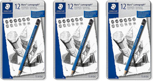 Staedtler Lumograph Grafito 100G6 - Lápices de dibujo y bocetos (6 grados, 100G6) - Arteztik