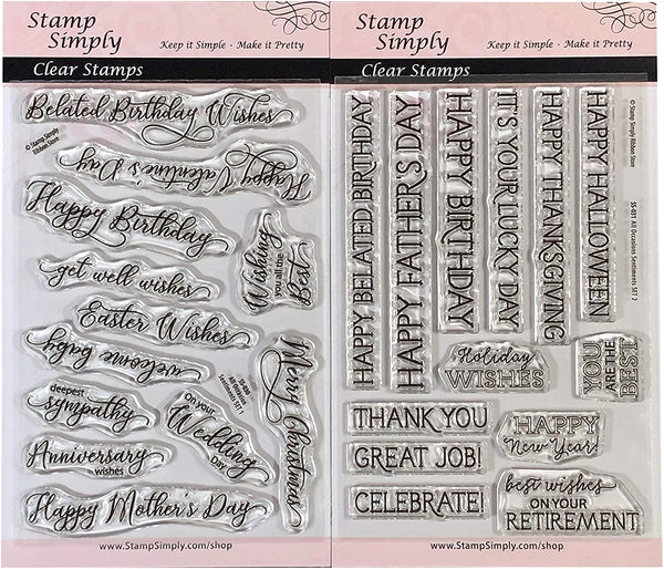 Sello simplemente sellos transparentes todos los ocasión sentimientos de cumpleaños, jubilación, día festivo y mucho más (Pack de 2) 25 piezas - Arteztik
