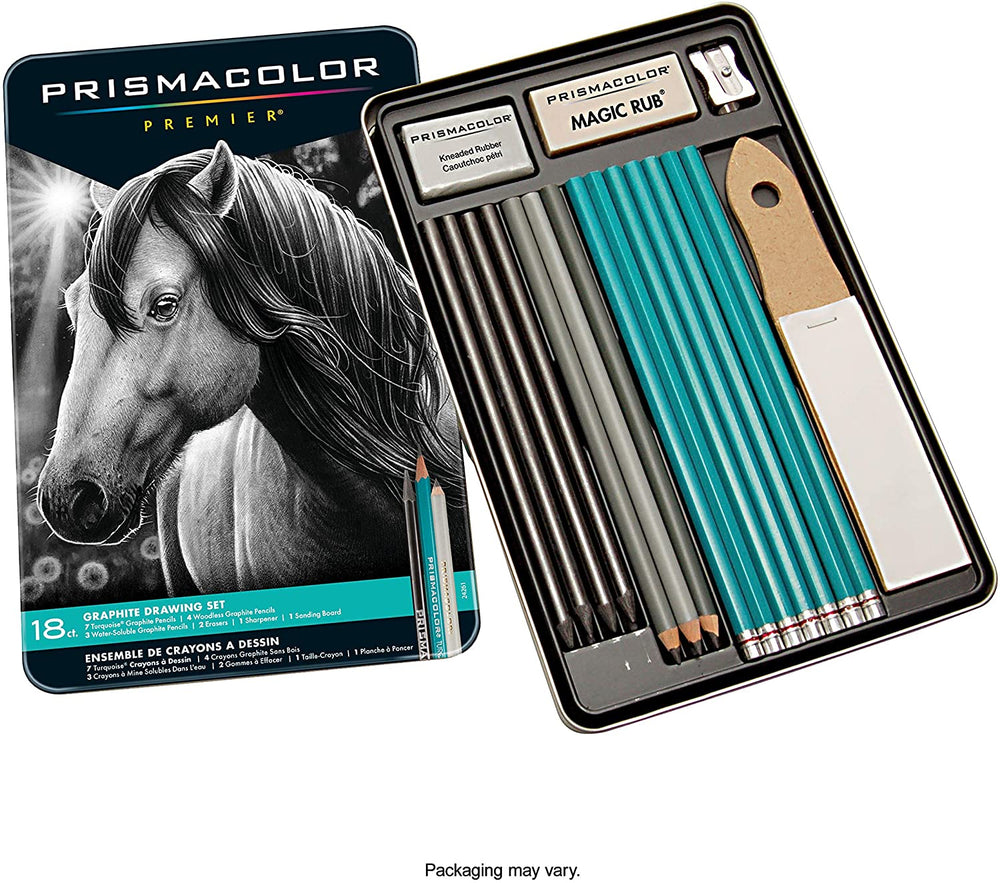 Prismacolor Premier - Lápices de grafito con gomas de borrar y sacapuntas, 18 piezas - Arteztik