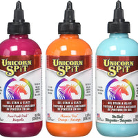 Unicorn SpiT - Pintura de gel para manchas y esmaltes en uno, juego de CaLyPso, Phoenix Fire, Pixie Punk Pink, Zia Teal - 8 oz tamaño- - Arteztik