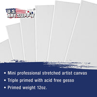 US Art Supply lienzo estirado profesional de 2.0 x 2.0 in (1 paquete de 12 mini lienzos) - Arteztik