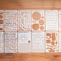 Bulletstencils - Set de 12 plantillas para diarios: incluye plantillas de palabras, plantillas de círculos, plantillas de dibujo, iconos, gráficos, formas, mucho más. - Arteztik