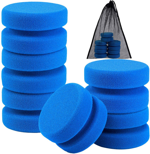 Aodaer - Esponja aplicadora de pintura, 6 unidades, esponja azul para detalles de pintura, se utiliza para manualidades artísticas o cera de coche con bolsa de almacenamiento colgante de malla, azul redondo de 3.1 pulgadas - Arteztik