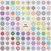 100 Pack Mandala Stencils for Painting - Templates for Rocks Walls Wood Canvas Floors Furniture Tile Segment and Dotting Stones Fabric Small Design 3.6x3.6 Inch Reusable Dot Art Tools Large Set - Arteztik
