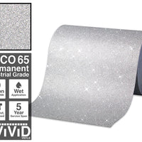 VViViD - Rollo de vinilo adhesivo permanente para manualidades con purpurina plateada DECO65 (6.0 ft x 8.3 ft) - Arteztik