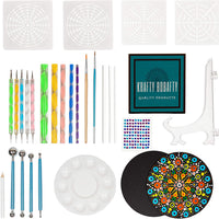 Krafty Bobafty Mandala Dotting Tools Set - 28 piezas de rocas de pintura, juego de arte de calidad Stylus Craft, diseños de pintura en plantillas redondas (incluidas), así como pintura y lienzos de cualquier forma o tamaño. - Arteztik