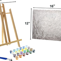 Pixel Splash - Pintura por Numbers for Adults | Lienzo enmarcado y caballete de madera | Juego completo de pintura al óleo de varios colores y accesorios de brochas | Réplica de Soul Dancer 30 x 40 cm (La Noche Estrellada) - Arteztik