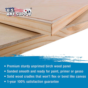 U.S. Art Supply - Lote de 2 lienzos de madera de abedul para pintar madera de abedul de 16.0 x 20.0 in, acrílico, aceite, acuarela, endémico - Arteztik
