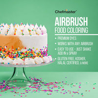 Professional Master Airbrush Cake Decorating Airbrushing System Kit with a 6 Color Chefmaster Food Coloring Set - G22 Gravity Feed Airbrush and Air Compressor - Decorate Cakes, Cupcakes and Cookies - Arteztik