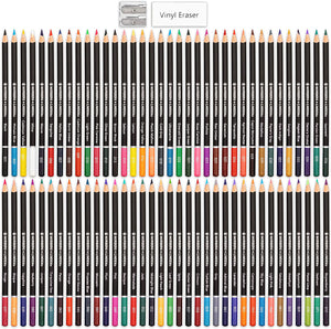 Juego de lápices de colores XL con 72 lápices para colorear de núcleo suave, 30 páginas, goma de borrar de vinilo y sacapuntas para dibujo, bocetos, sombreado, capas y mezcla, suministros de arte para adultos y adolescentes - Arteztik