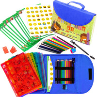 Kit de dibujo de plantilla para niños con estuche de transporte - 55 piezas con 280 formas de plantilla y lápices de colores - Artes y manualidades para viajes en el hogar - Divertido juguete creativo para niñas y niños de 3 a adolescentes - Arteztik