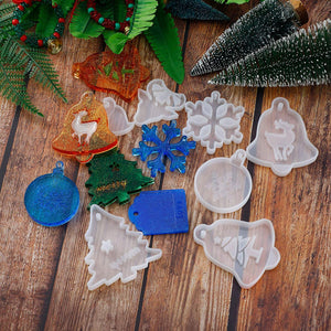 Juego de 9 moldes de resina de silicona con temática navideña, moldes de resina epoxi con forma de campana, para decoración de Navidad y manualidades - Arteztik