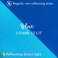 Turner Moore Edition - Cinta adhesiva reflectante de vinilo azul de 12.0 x 12.0 in para crickut, manualidades, pegatinas, calcomanías, carteles, bicicletas, cascos, direcciones, buzones, despegar y pegar (3 unidades) - Arteztik
