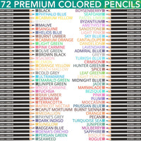 Juego de lápices de colores XL con 72 lápices para colorear de núcleo suave, 30 páginas, goma de borrar de vinilo y sacapuntas para dibujo, bocetos, sombreado, capas y mezcla, suministros de arte para adultos y adolescentes - Arteztik