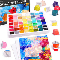 Juego de pintura Gouache, 56 colores x 1.0 fl oz, diseño único de taza de gelatina en una funda de transporte